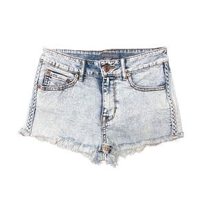 EUC Kendall & Kylie Braided High-Rise Jean Short 3 Acid-Wash Booty Shorts